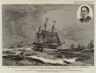Az 1805. október 21-én vívott trafalgari csata nyolcvanadik évfordulója, Collingwood admirális összegyűjti flottáját a csata utáni reggelen. alkotó: William Lionel Wyllie